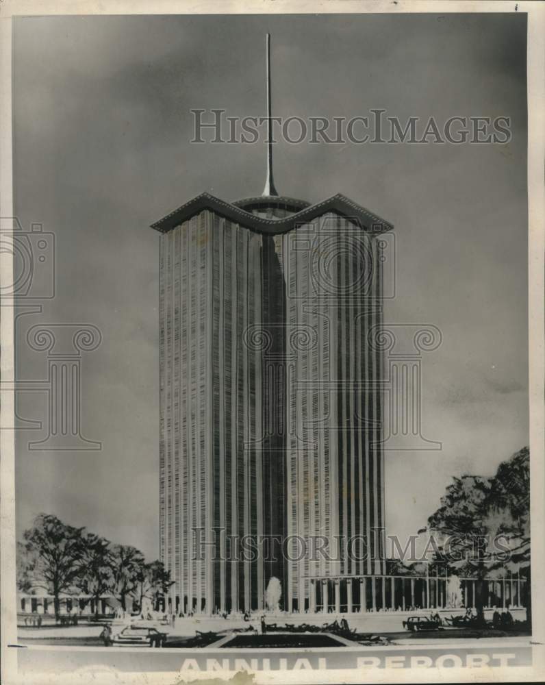 1963 View from the river of the proposed International Trade Mart.-Historic Images