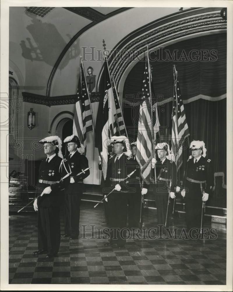 Press Photo Members of the Knights Templars flag team practicing for parades. - Historic Images