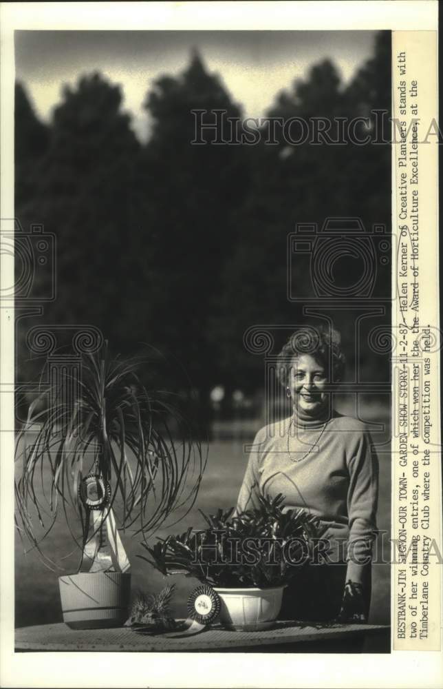 1987 Press Photo Helen Kerner, Award of Horticulture Excellence- Winner - Historic Images