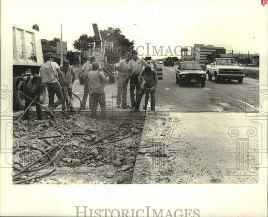 1987 Press Photo Interstate 10 repair work, westbound before Cleary Overpass - Historic Images