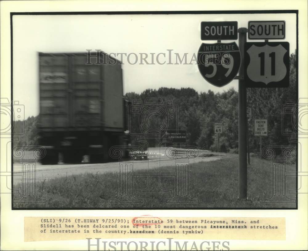 1990 Interstate 59 between Picayune, Mississippi and Slidell - Historic Images