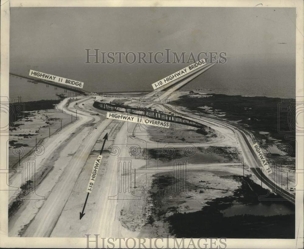 1965 Press Photo Junction of U.S. Highway and Interstate 10 at Irish Bayou-Historic Images