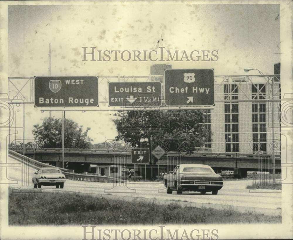 1974 Various exit signs shown at Interstate 10 - Historic Images