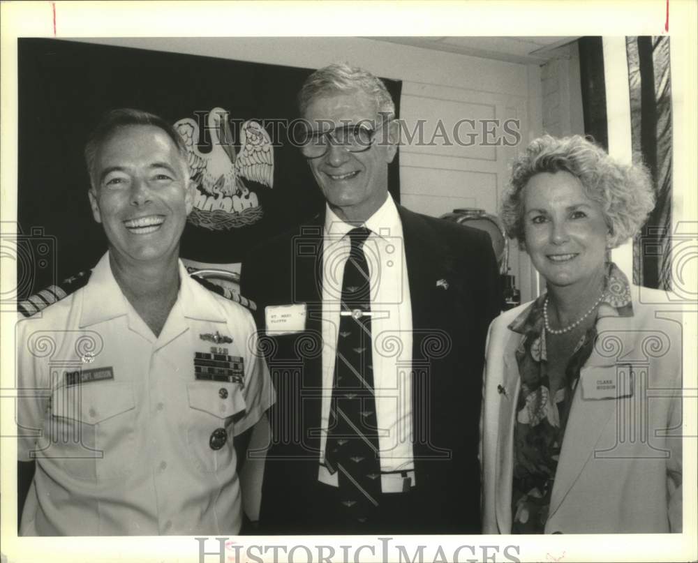 1992 Press Photo Warren Hudson, St. Marc Flotte, Clare Hudson at ROTC Event - Historic Images