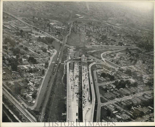 1966 Aerial view construction on Interstate 10 at Franklin Avenue.-Historic Images