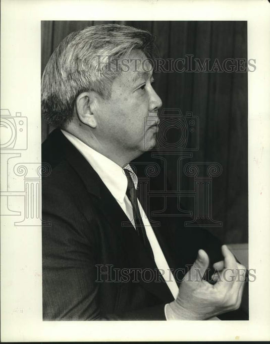 1986 Press Photo Press conference called at the Sheriff Harry Lee's office. - Historic Images