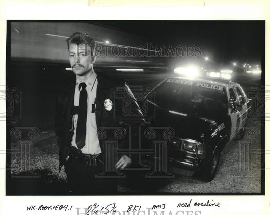 1990 Press Photo Kenner Policeman Officer Robert Lee's First Night On The Street - Historic Images