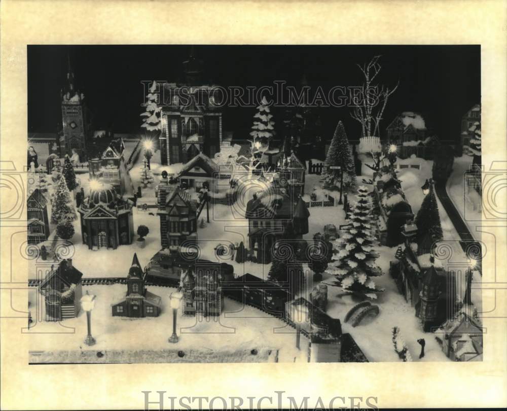 1994 Miniature Christmas village made by Pamela Lee - Historic Images