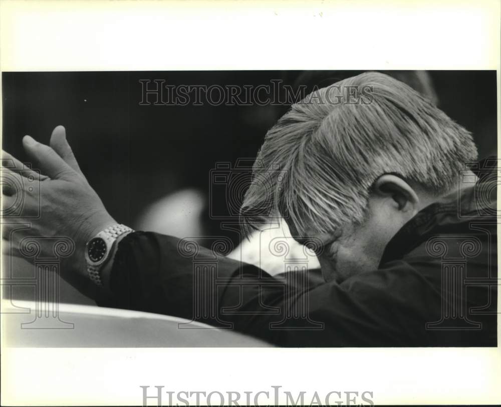 1988 Press Photo Jefferson Parish Sheriff Harry Lee during the protest - Historic Images