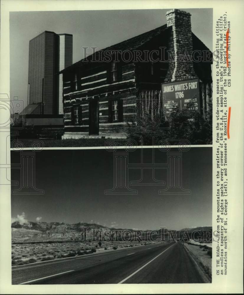 1992 Press Photo Top: Knoxville, Tennessee; Bottom: Red Cliffs, Utah - Historic Images