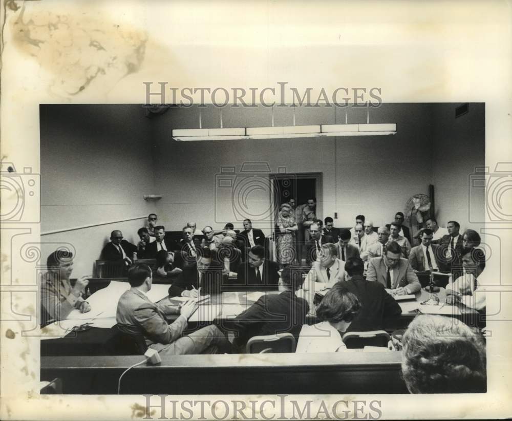 1964 Captain Ned Palmer at C.G. hearing for Lake Pontchartrain crash - Historic Images