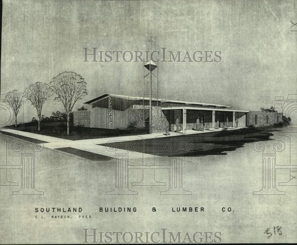 1961 Press Photo Architect&#39;s concept of Lakeside Baptist Church Metairie Court-Historic Images