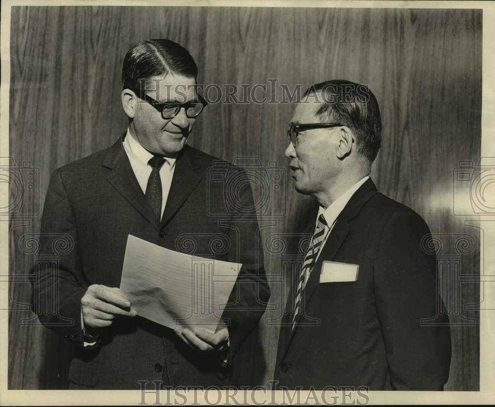 1965 C. Calvert Knudsen with Korean Ambassador Hyun Chul Kim - Historic Images