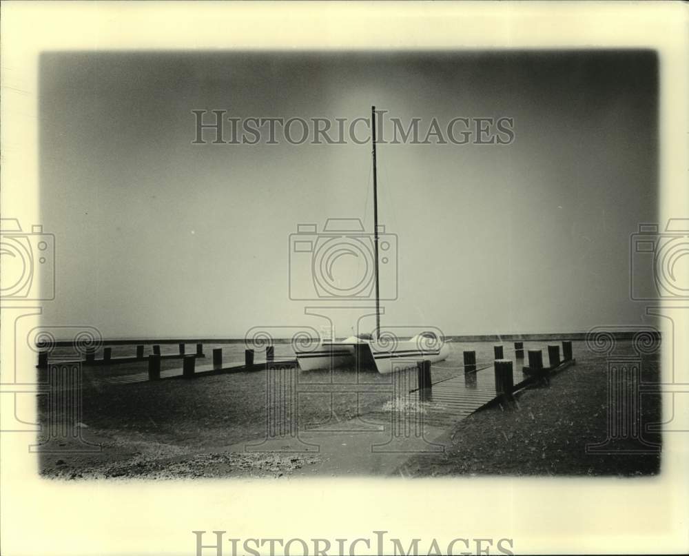 Press Photo Lake Front Sea Wall, Lake Pontchartrain - Historic Images