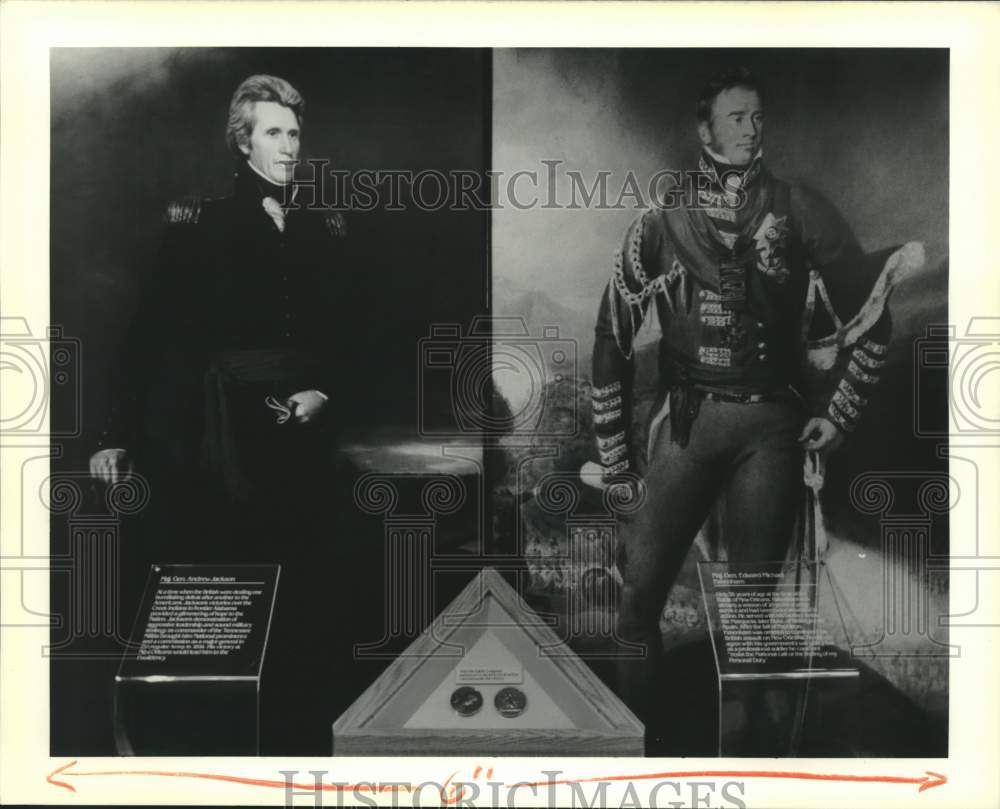 1989 Press Photo Andrew Jackson portraits in the museum at Chalmette Battlefield - Historic Images