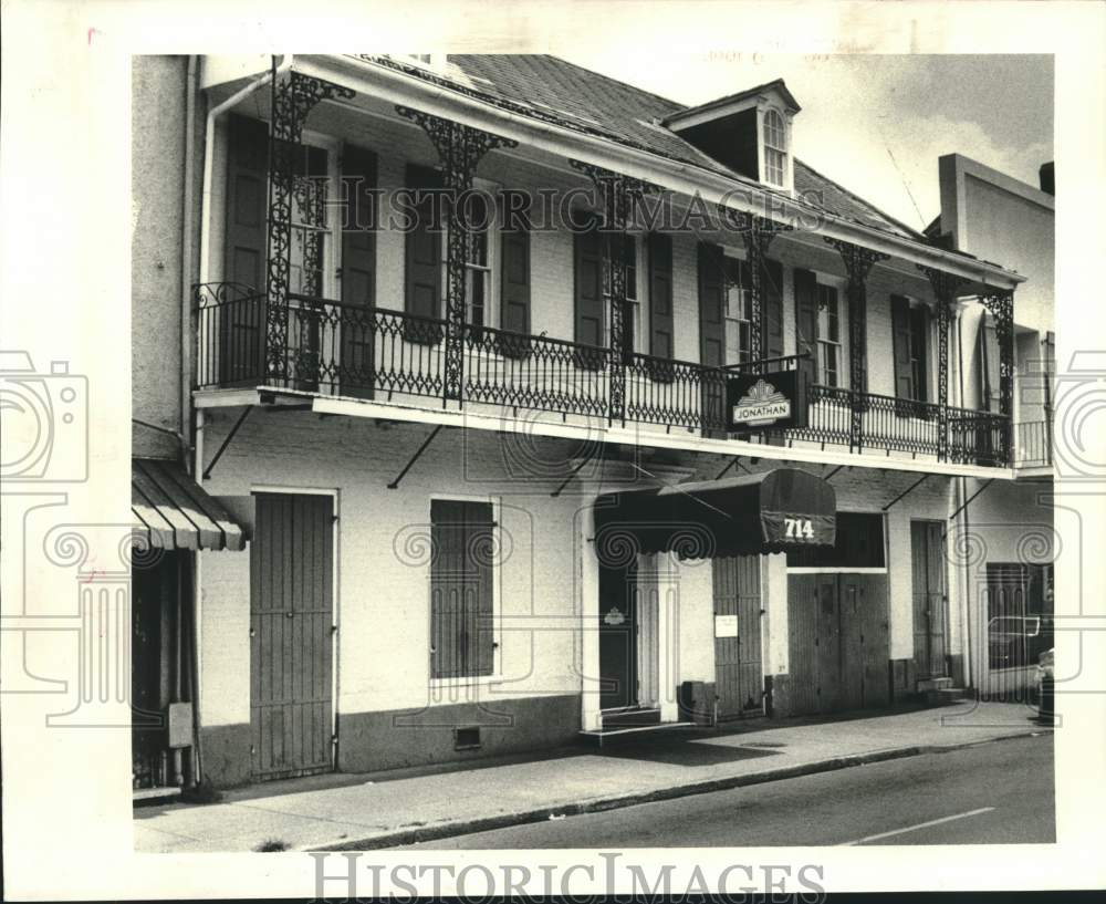 1986 Press Photo Jonathan Restaurant at 714 North Rampart Street - Historic Images