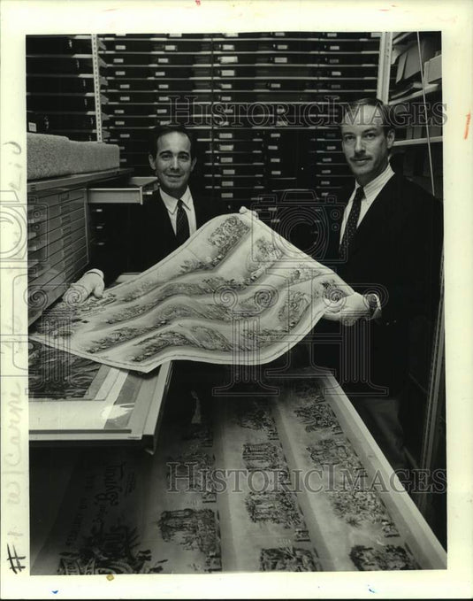 1988 Press Photo John Lawrence & John Mahe at Historic New Orleans Collection - Historic Images