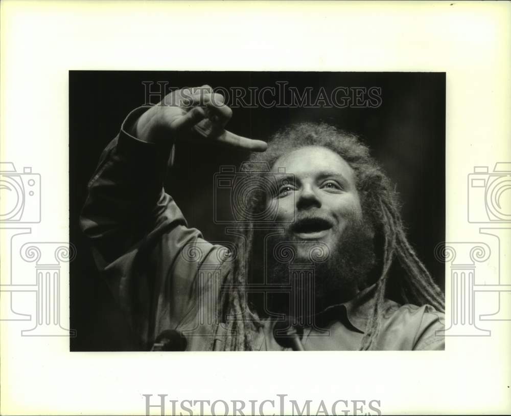 1995 Press Photo Jaron Lanier talks at Computer Associates convention - Historic Images