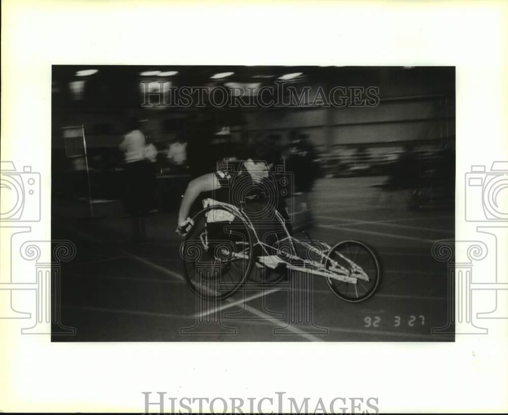 1993 Press Photo Wheelchair athlete Richie Mercer photo taken by Linda Lecompte - Historic Images