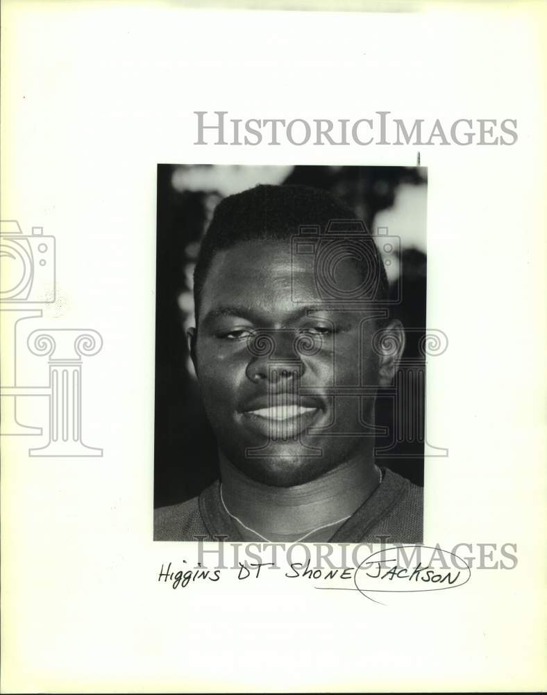 1990 Press Photo Higgins Defensive Tackle Shone Jackson. - Historic Images