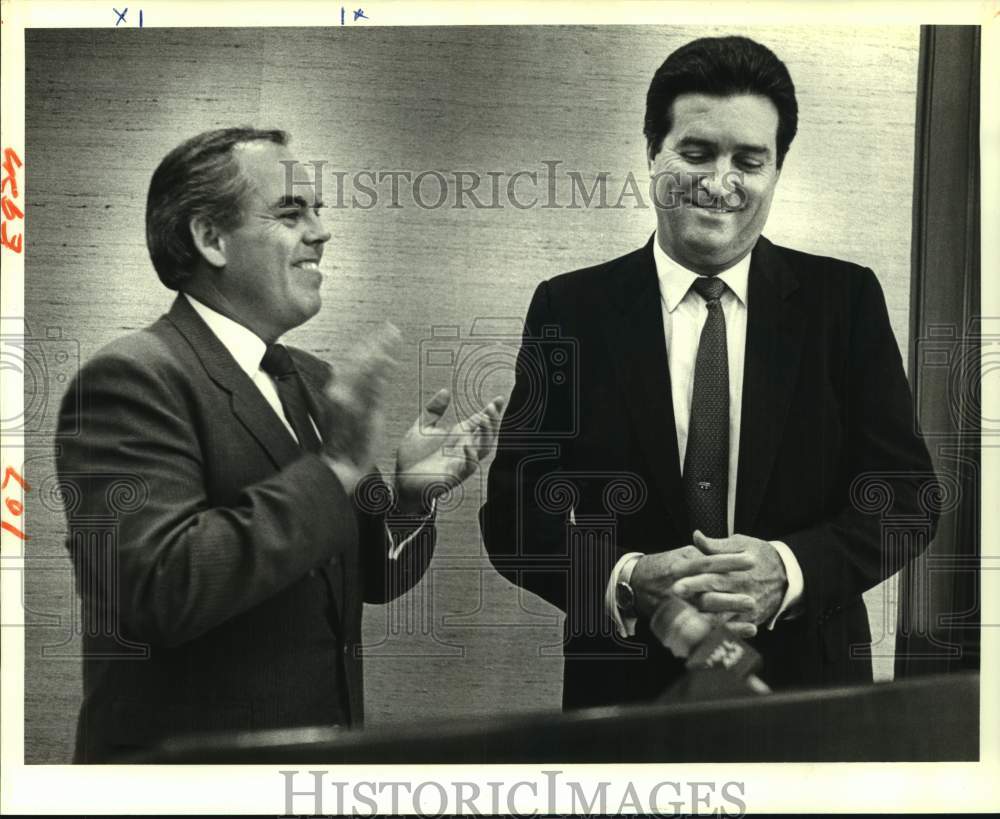 1987 Press Photo Ronald W Jones &amp; James R Moffett- New Orleans Business Council - Historic Images