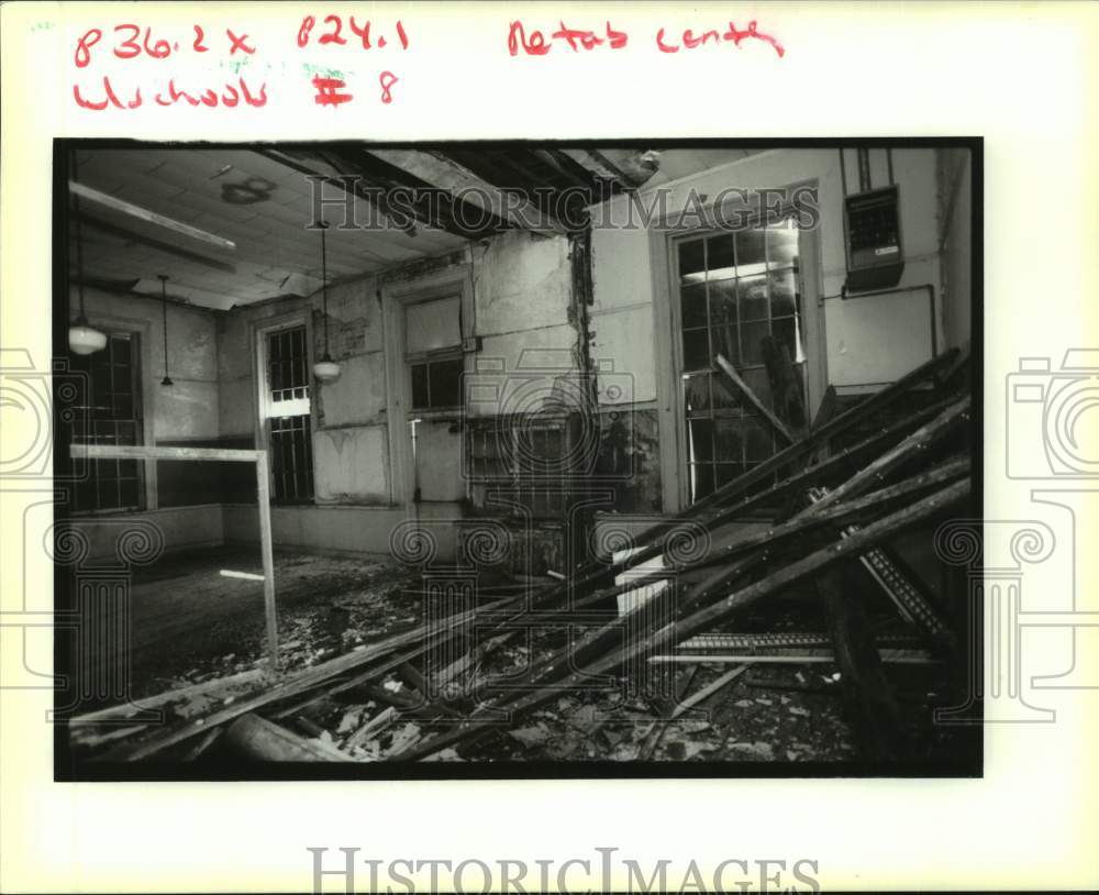 1993 Press Photo Interior of the fire damaged McDonogh No. 1 School - Historic Images