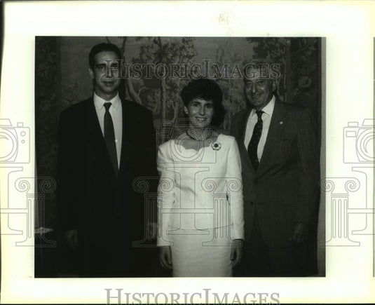 1992 Press Photo Gerard & Benedicte Leroux and Frank Bruno at Bastille Day - Historic Images