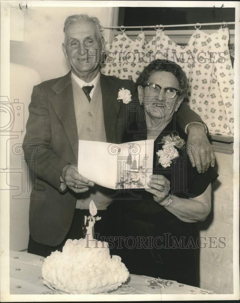 Press Photo Celebrating their 50th anniversary are Mr. and Mrs. Cleave Lewis. - Historic Images
