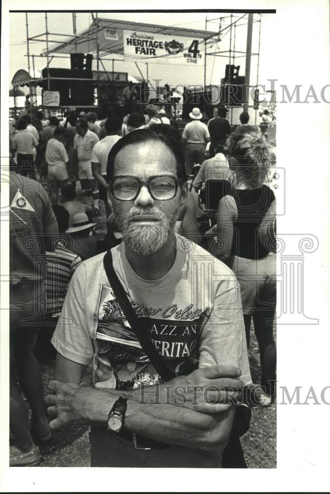 1987 Press Photo Jazz zealot Bo Lignercrona at the Jazz &amp; Heritage Festival - Historic Images