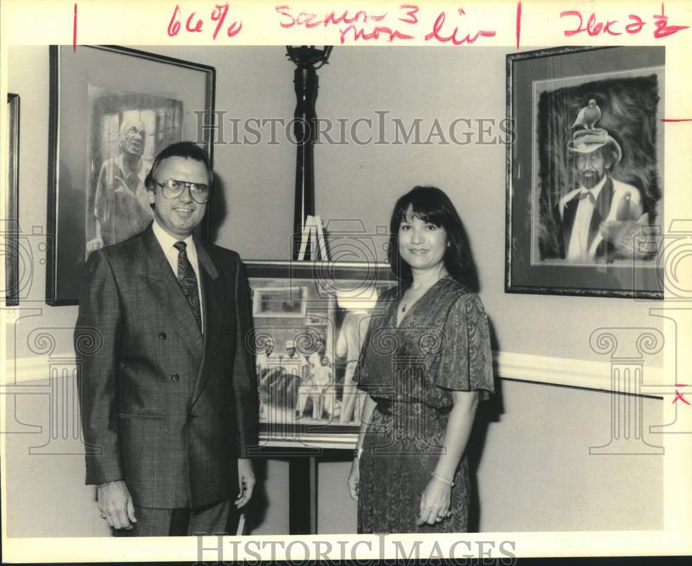 1990 Press Photo Bill and Amanda Langkon at the Bridge House Benefit. - Historic Images