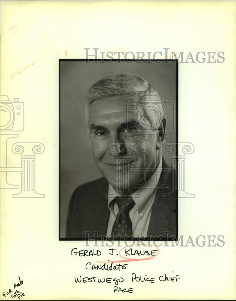 1989 Press Photo Gerald J. Klause, candidate Westwego Police Chief Race - Historic Images