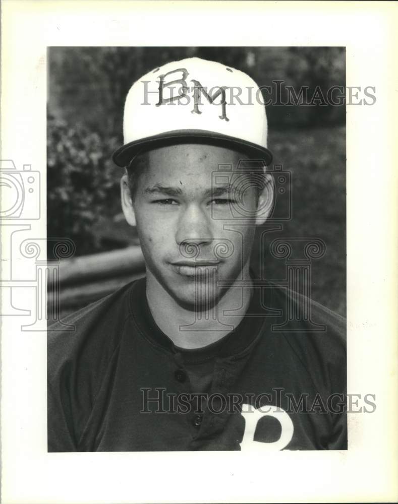 1990 Press Photo Scott Lambert, a baseball player at Brother Martin High School. - Historic Images