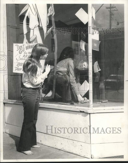 1970 Teens N' Theatre Members Decorate Window, Repertory Theatre-Historic Images