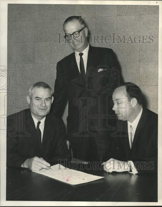 1966 Alden J. Laborde, signing lease for new building to go up-Historic Images