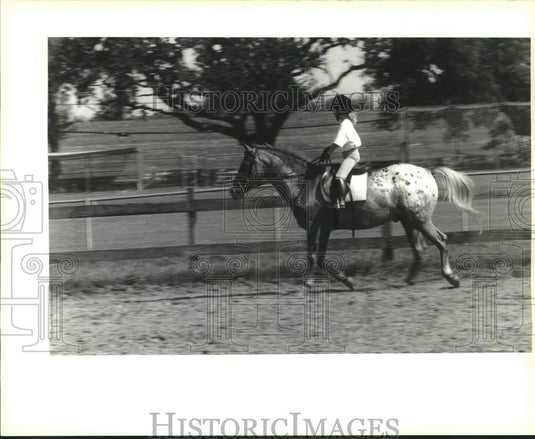 1993 Press Photo Lauren Gibbs during practice at the L and G Equestrian Center - Historic Images