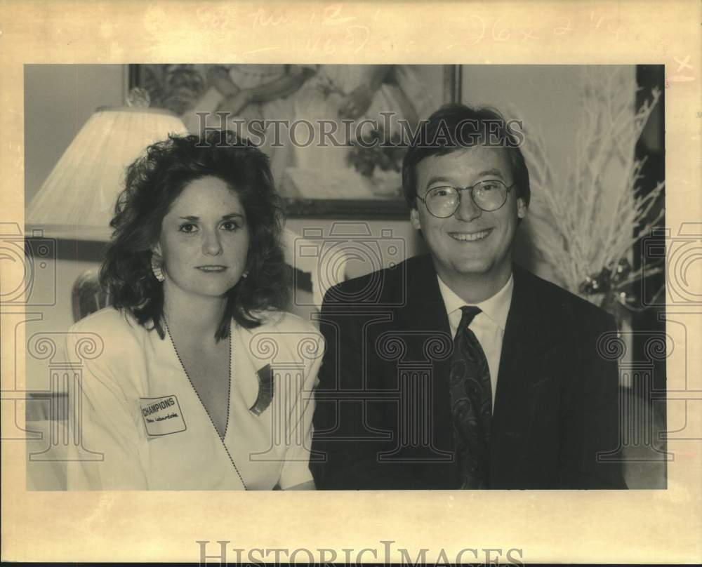 1992 Press Photo Bebe Labourdette, Nathan Hoffman at Champs Party - Historic Images