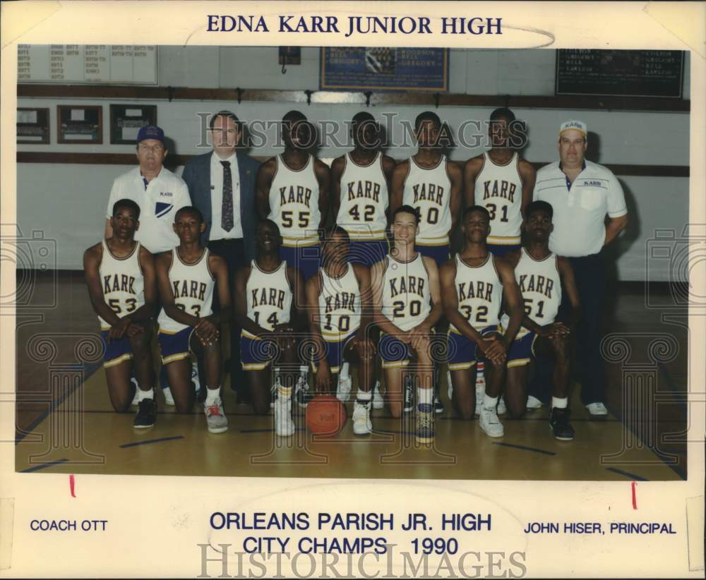 1990 Press Photo Edna Karr Junior High Basketball Team-City Champions 1990 - Historic Images