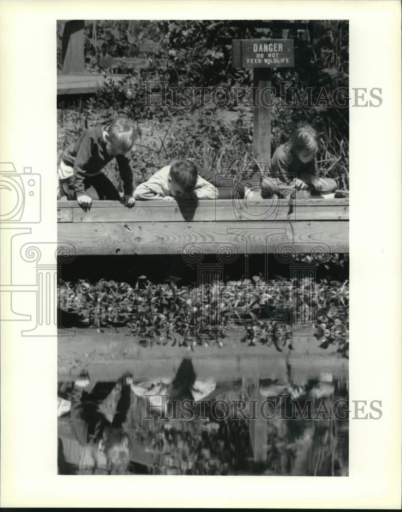 1991 Press Photo The Ryan siblings at the end of Bayou Trail of Lafitte Park - Historic Images