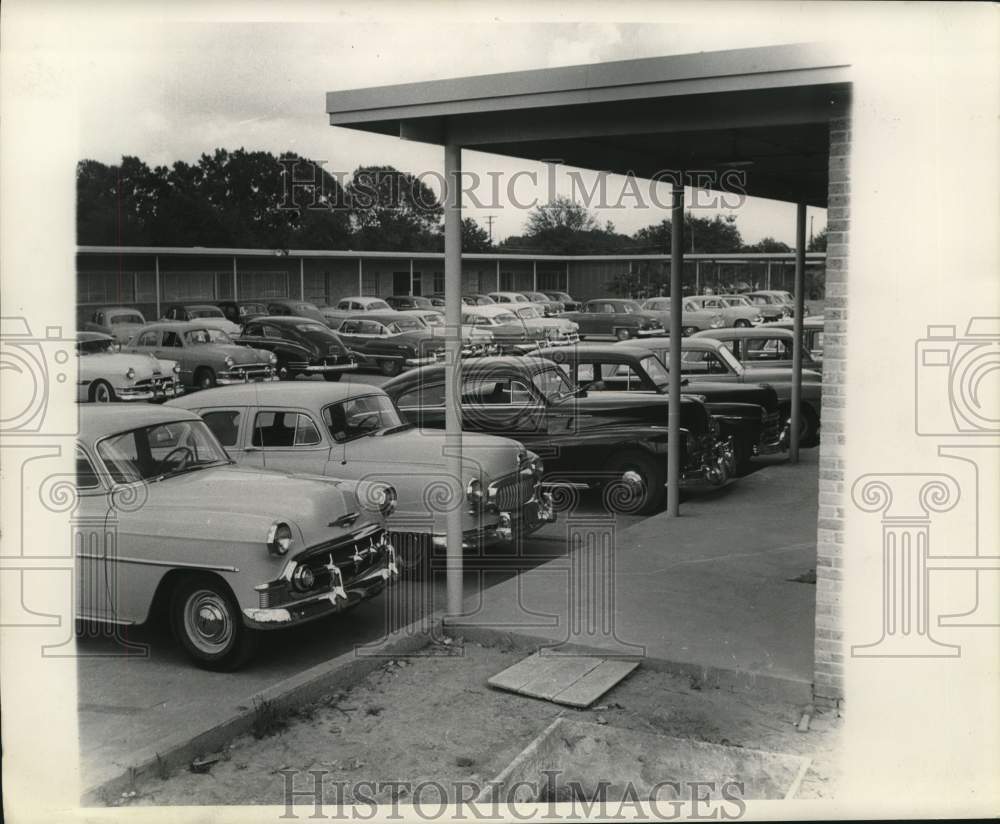 Press Photo Parking space at Heymann Oil Center in Lafayette, Louisiana - Historic Images