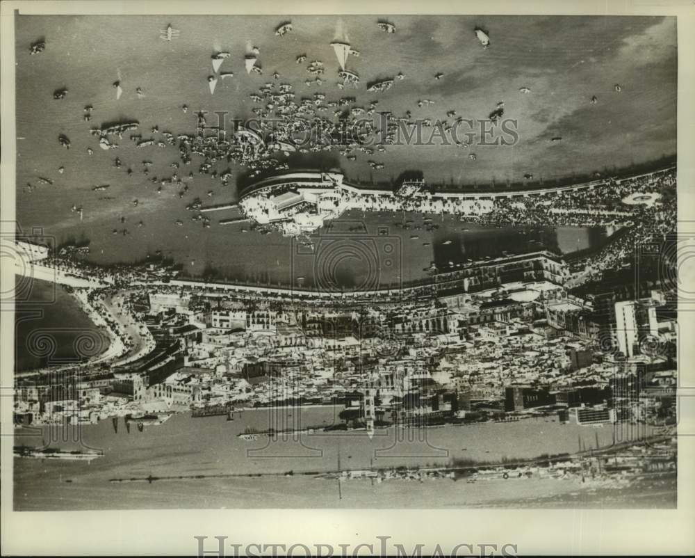 1960 Bari, Italy crowd of small boats and people on Bari waterfront - Historic Images