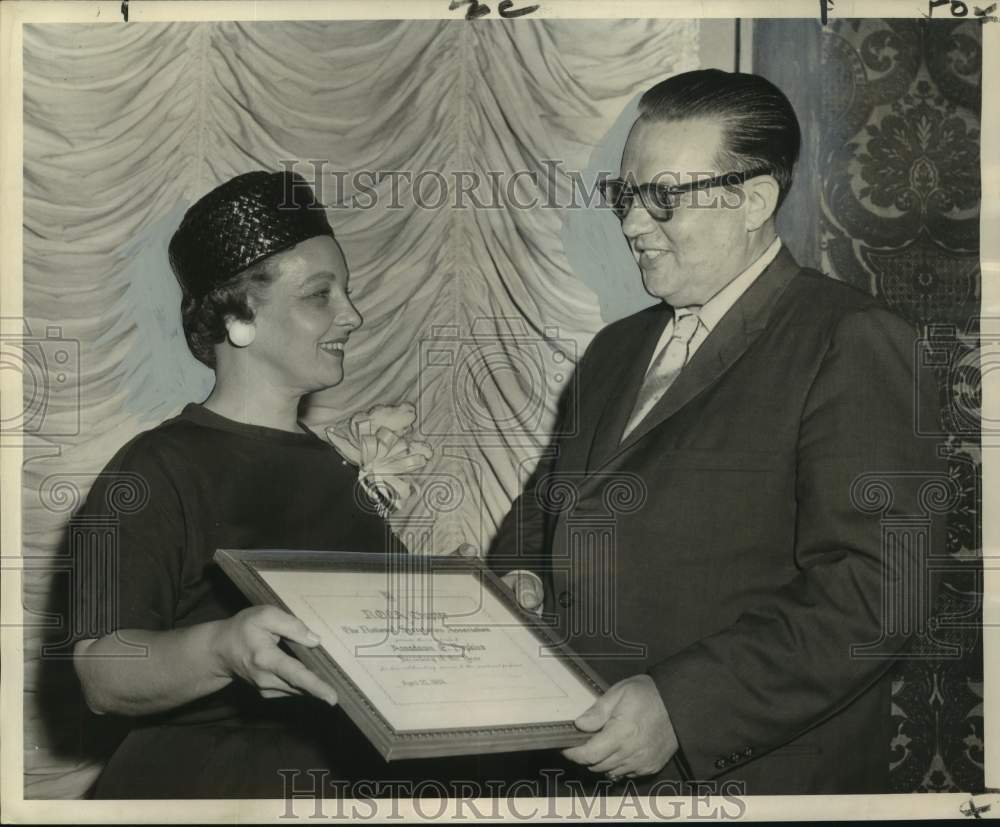 1964 Annadawn Hopkins &quot;Secretary of the Year&quot; with boss Henry Engler - Historic Images