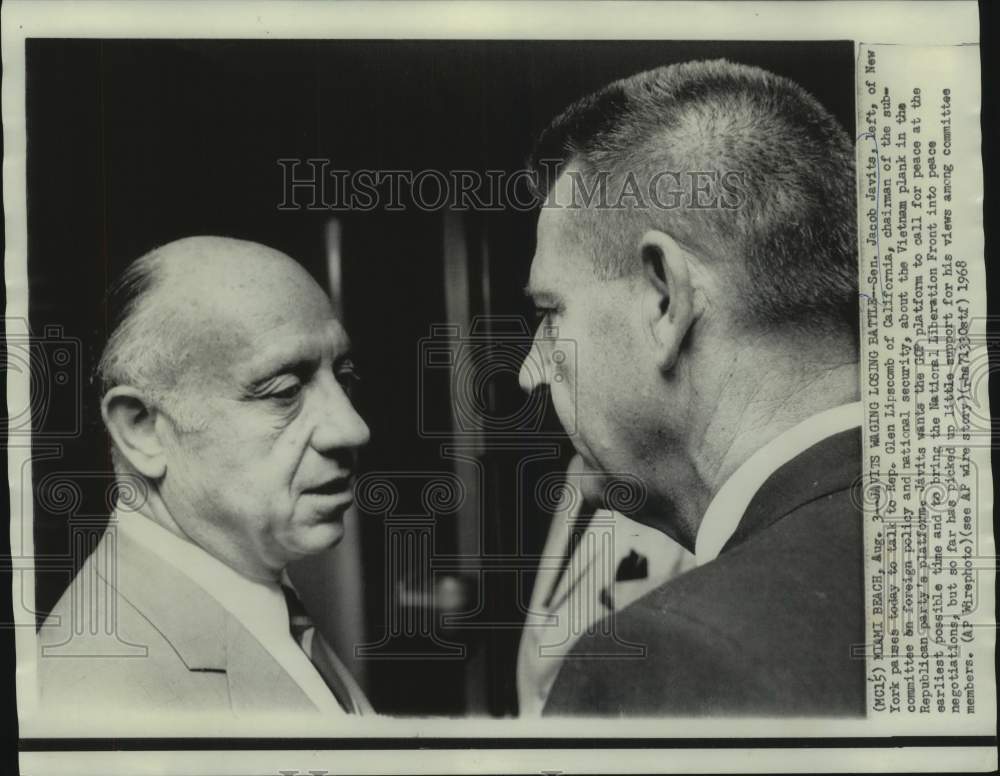 1968 Senator Jacob Javits Of New York (left), Rep. Glen Lipscomb-Historic Images