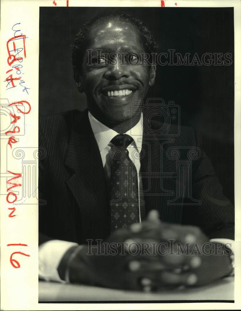 1986 Press Photo Okla Jones II, City Attorney at Chamber of Commerce - Historic Images