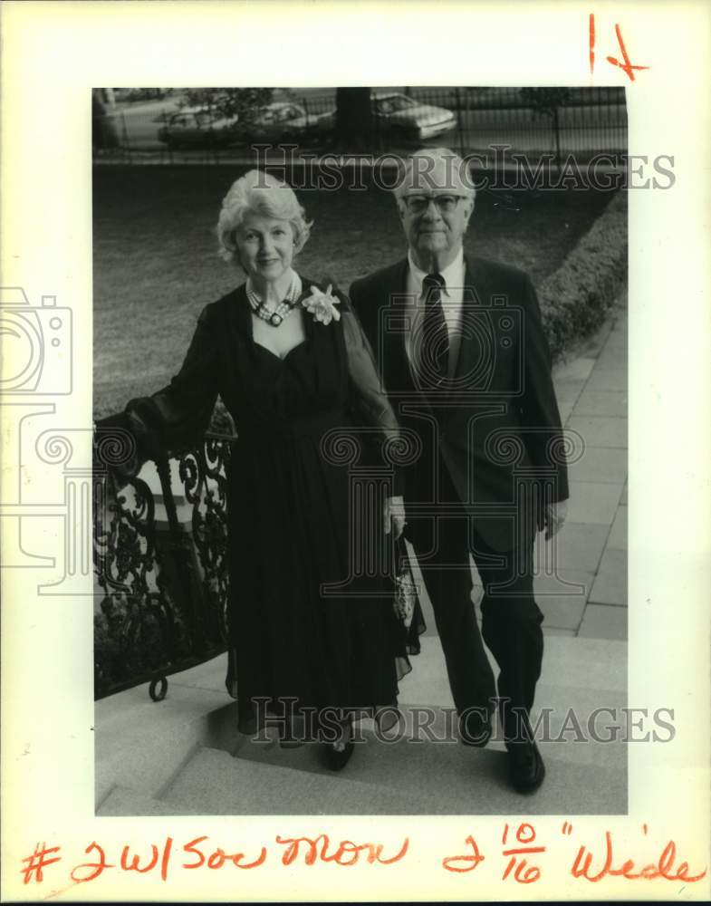 1989 Press Photo Gloria and George Hopkins at the Orlena Club Spring Reception - Historic Images