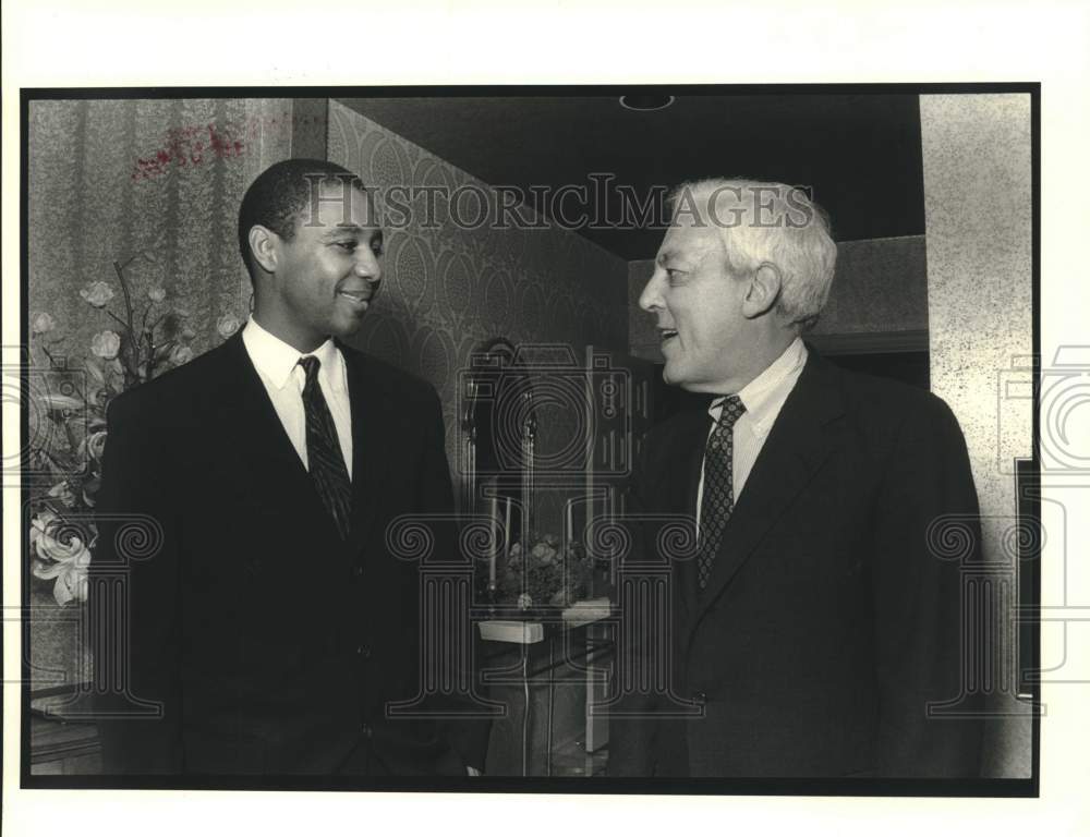 1990 Press Photo Brandford Marsalis and Maurice Hatrel at Lighthouse party - Historic Images