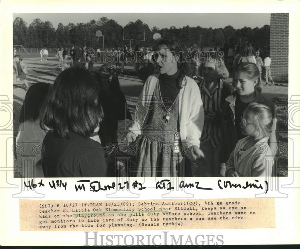 1989 Press Photo Sabrina Audibert, 4th grade teacher at Little Oak Elementary - Historic Images