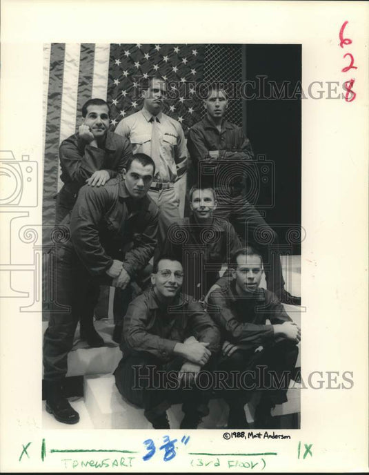 1988 Press Photo Cast of "Biloxi Blues," Le Petit Theatre - Historic Images