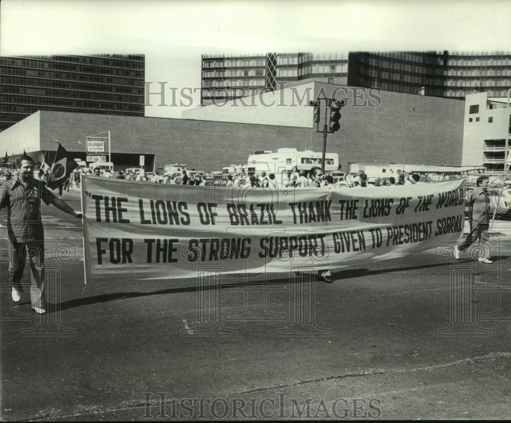 1971 Lions Club of Brazil members at the Lions International Parade - Historic Images