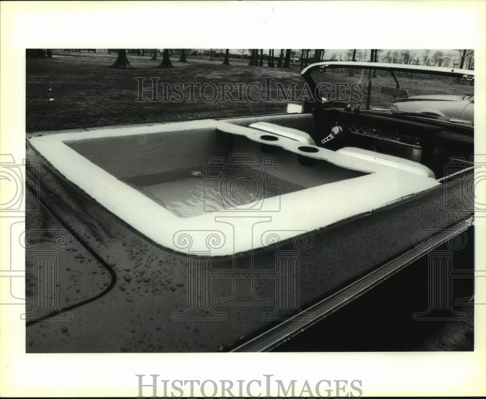 1991 Press Photo Joseph Lipps &amp; sister Frances Johnson&#39;s 57 Chevy Jacuzzi car - Historic Images