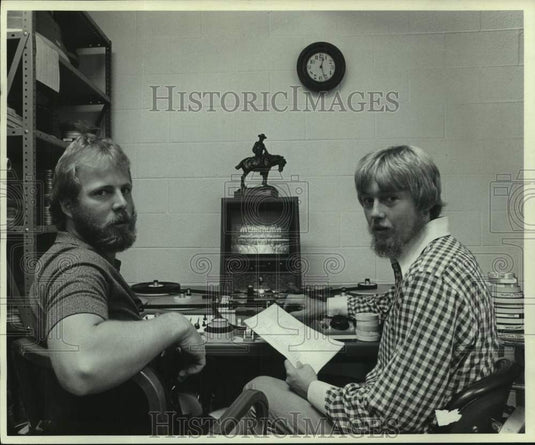 1977 C.C. Lockwood & Marty Stouffer editing the film Atchafalaya - Historic Images